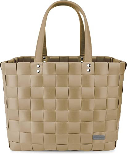 Einkaufstasche/Tragetasche mit Henkel - Einkaufskorb aus Kunststoff - Großer Damen Shopper robust und langlebig - 20 Liter Volumen Farbe Caramel