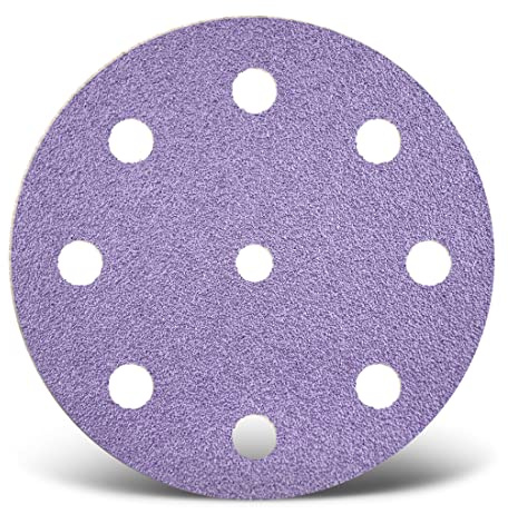 MENZER Purple HD Klett-Schleifscheiben, 125 mm, 9-Loch, f. Exzenterschleifer, Keramik-Mix (50 Stk.) K120