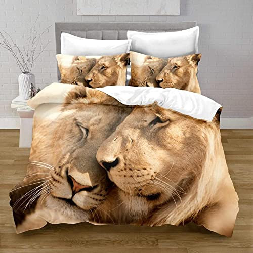 Bettwäsche 135x200 KöNig Der LöWen Kinderbettwäsche Bettwäsche Set für Kinder Jungs Mädchen, Weiche und Angenehme Mikrofaser Bettbezüge 135x200 cm mit Reißverschluss + 2 Kissenbezug 80x80 cm