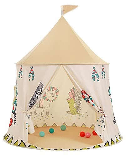 Spielzelt für Kleinkinder, Prinzessin Prinz Schlosszelt, tragbares Pop-up Indianerzelt, Tipi, EN71-zertifiziert, Spielhaus für innen und außen, mit Tragetasche, Geschenk für Kinder