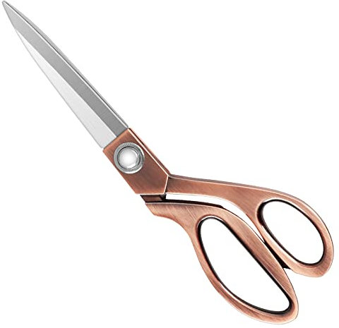 KUONIIY Hochleistungs-Nähschere 24cm - Professionelle Edelstahl-Kupfer-Schneiderschere für Stoff-Leder-Schneiderei Schneiderei Künstler Studenten Schneiderinnen