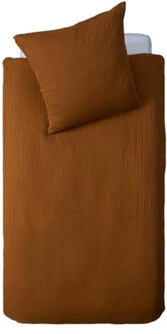 Atmosphera - Parure de lit Lili en Gaze de Coton 140x200cm Marron