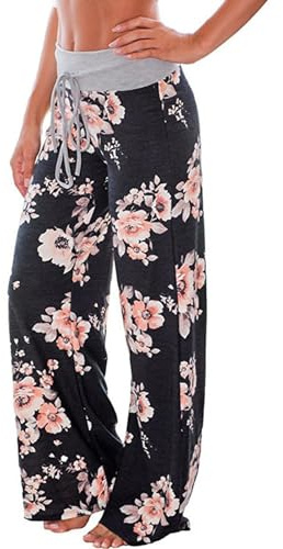 Beyooola Schlafanzughose Damen Lang Pyjamahose Yoga Schlafanzug Hose Pyjama Freizeithose Weites Bein Jogginghose Stretch Hosen
