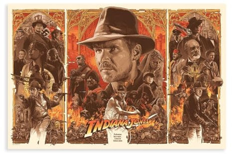 OWNPET Indiana Jones Riders Vintage Leinwand Poster Wandkunst Dekor Druck Bild Gemälde für Wohnzimmer Schlafzimmer Dekoration ungerahmt 30 x 45 cm