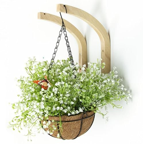 GOVNPJ 2 Stück Holz Blumenampel Wandhalterung Holz,Hängend Wandhaken,Pflanzenhalterung, Pflanzen Kleiderbügel Halter, Laterne, Blumenampelhalter, Pflanzer, Hängend 
