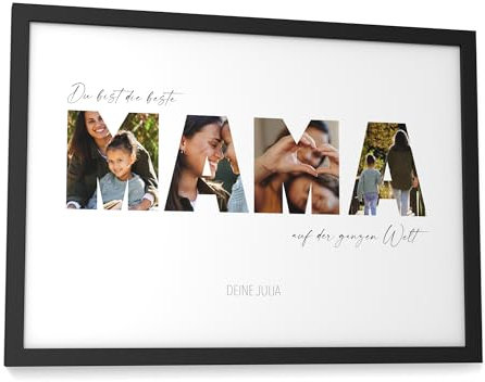 Papierschmiede® Geschenk für Mama Bild in A4 im Bilderrahmen - personalisierte Foto Geschenkidee für Weihnachten, personalisiertes Geschenk für Mama zum Muttertag - Beste Mama Geburtstag