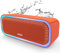 DOSS SoundBox Pro Bluetooth Speaker with 20W Stereo Sound, Active Extra Bass, IPX6 Waterproof, TWS Pairing, Multi-Colors Lights, 20H Playtime, Portable for Beach, Outdoor - Orange