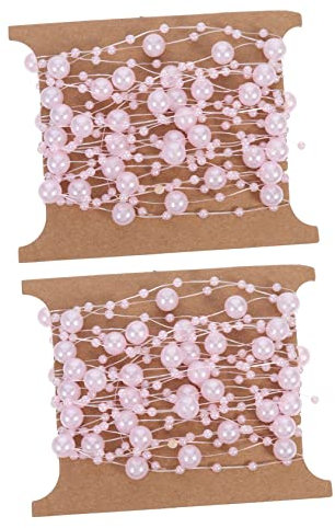 NUOBESTY 2 Rolls Plastic Resin Pearl String of Pearls for Crafts DIY Accessories for Bouquet Party Decor and Bridal Decorations