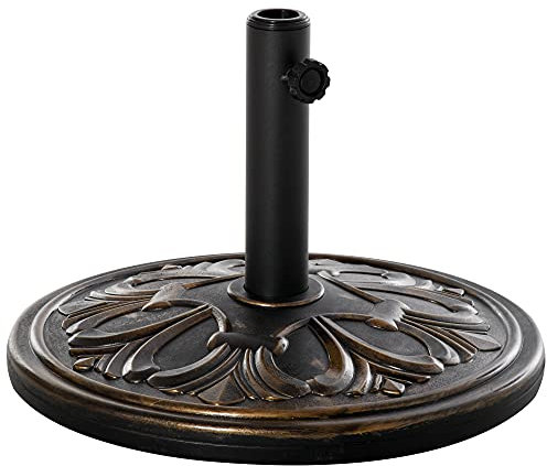 Outsunny Base de Sombrilla Peso 13 kg Soporte para Parasol Redondo de HDPE y Cemento para Poste de Paraguas de Ø35/38/48 mm para Terraza Patio Jardín Playa Ø48x34 cm Bronce