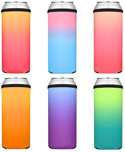 Wegics Schlanke Dosenkühlerhüllen, weich, isoliert, blanko, Neopren, schmal, HTV-freundlich, einfarbig, schwarz, Dosenhüllen für Limonade, Bier und Wasserflaschen, für Partys, Hochzeiten,