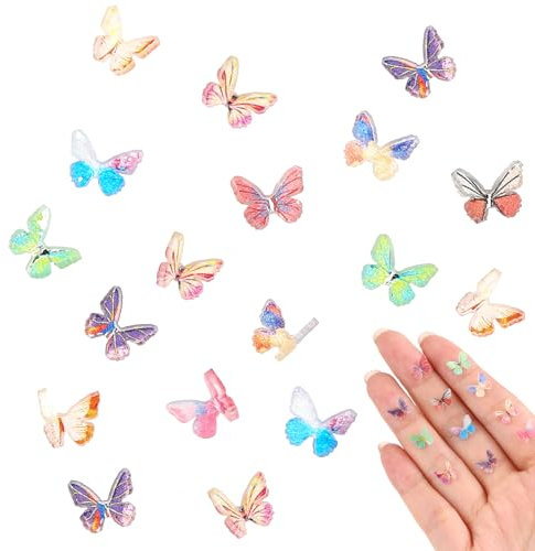 40 Stück Mini Schmetterling Harz Kleine Schmetterlinge Garten Puppenhaus Mini Figuren Miniatur Landschaft Dekoration Bunte 3D Schmetterling Dekoration für Terrarium Feengarten Landschaft