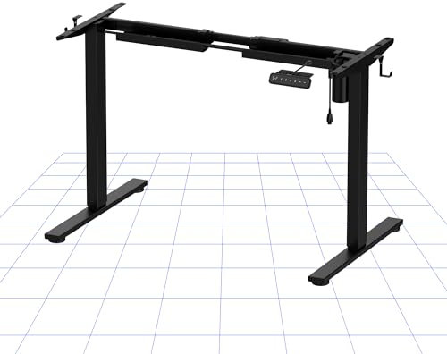 FLEXISPOT Bureau Assis Debout Électrique, Cadre de Bureau Réglable en Hauteur en Acier avec Panneau de Contrôle Digital, Équippé du Système Anti-Collision, Noir
