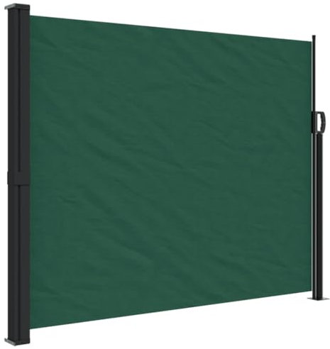 Willood Seitenmarkise Wandmarkise Ausziehbar mit PU-Beschichtung, Windschutz für Balkon Terrasse Garten, Sichtschutz Markise Dunkelgrün 220x300cm Einseitig einziehbar