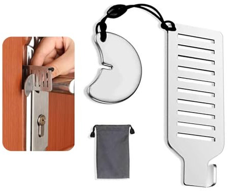 Hotel Door Lock Travel Safety, Hotel Room Door Lock Portable Stainless Steel for Travelling Travel Door Lock from Inside Security Door Locker Must Haves Security Devices for Home Apartment School