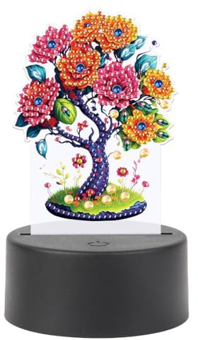 Demiawaking Diamond Painting Nachtlicht Tischdeko Tiere, Diamant Malerei Nachttischlampe Tischlampe LED Deko Set, DIY 5D Diamant Painting Lampe für Kinder Geburtstag Geschenke (F)