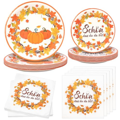 LOHAME 80 unidades de vajilla de otoño, hojas de arce, servilletas, platos de papel, decoración de mesa, hojas de otoño, servilletas de papel, platos de calabaza, bonito que eres, vajilla de fiesta,