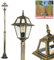 HOFSTEIN Kandelaber Fornelos, Außenwegeleuchte aus Metall/Glas in Schwarz/Gold/Klar, verstellbare Wegeleuchte im Vintage/Antik/Landhaus-Design für Garten, Außenbereich, Hof, Höhe 197 cm, 1 x E27, IP44