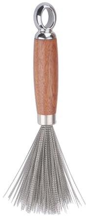 Nmkeqlos Cepillo para ollas de acero inoxidable, cepillo de madera de mango largo para platos, limpiador de ollas de acero inoxidable, cepillo eficiente de larga duración para limpieza de cocina para