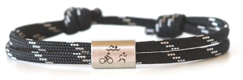 Personalisierbares Segeltau Armband mit Edelstahl Schieber, Triathlon Gravur – perfektes Geschenk für Sportler und Fitness Freunde, handgefertigt und individuell