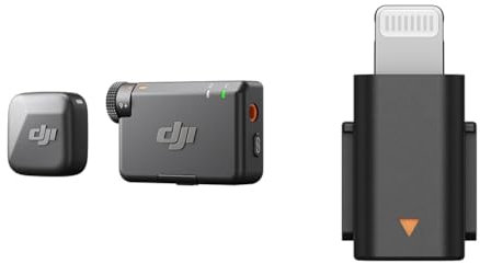 DJI Mic Mini (1 Sender + 1 Empfänger) mit Mic Mini Handy-Adapter (Lightning), Ultraleicht, Detailreicher Audio, Geräuschunterdrückung, Autom. Begrenzung, Wireless Mikrofon, Vlog, Streaming