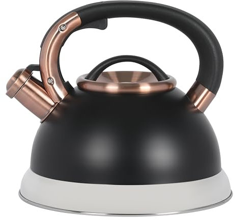 Mr. Coffee Flintshire 2.2 Quart Large Whistling Stainless Steel Tea Kettle - Brush Stainless Steel W/Copper