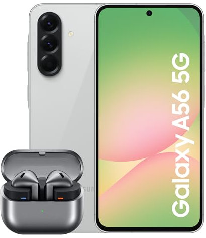 Samsung Galaxy A56 5G Smartphone, Awesome Intelligence, 8GB RAM, 256GB Memory Storage, 50MP Camera, Awesome Lightgrey Galaxy Buds3, Grey (UK Version)