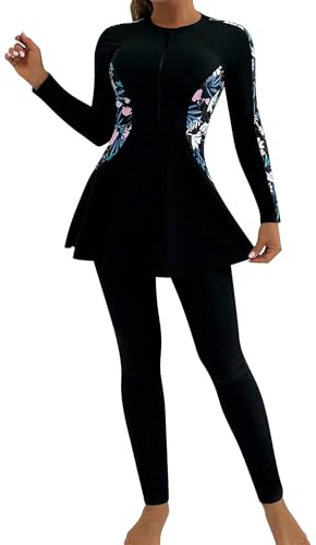 Women's Muslim Swimwear: Long Sleeve Burkini 2 Pieces Full Cover Modest Swimsuit Rash Guard Wetsuit Bathing Suit- Islamic Swimming Costume