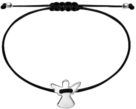 Schutzengel Schulanfang Armband Silber mit Verstellbarem Geflochtenem Seil - Engel Armbändchen als Geschenke zur Einschulung - Schulkind 2025 Schulanfang Geschenke für Mädchen & Jungen