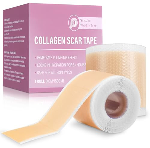 Silikon Narbenpflaster, 2 Stück Silikonpflaster Gegen Falten für Gesicht, 4 x 150cm Silicone Scar Tape Sheets, Silikon Narbenband für Narben, Operationen, Kaiserschnitt, Bauchdeckenstraffung