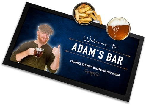Personalisierte Foto-Bar-Matte | Custom Rubber Beer Mat | Home Bar Zubehör Geschenk für Papa