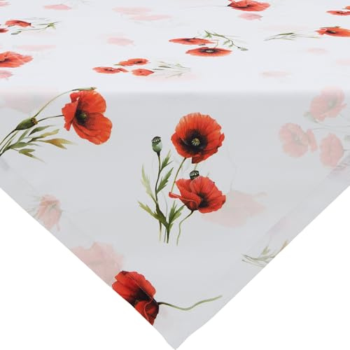 Erwin Müller Mitteldecke, Tischdecke Mohnblume rot Größe 80x80 cm - robuste, strapazierfähige Qualität