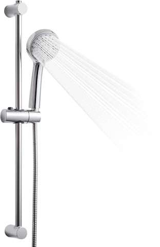 OFFO Duschset aus Edelstahl Runder Großer Duschkopf mit Duschstange 53cm, Schlauch und Duschkopfhalterung, Duschbrause 3 Strahlarten, Verstellbare Höhe