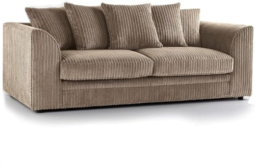 Furniture 786 Jumbo Cord Sofa Set - 3 Seater 2 Seater Sofas - Luxury Corner Seaters Settee Suite - 3+2 Sofas & Couches - Chicago Jumbo Cord Scatter back Sofa Sets for Living Room Lounge (Coffee)