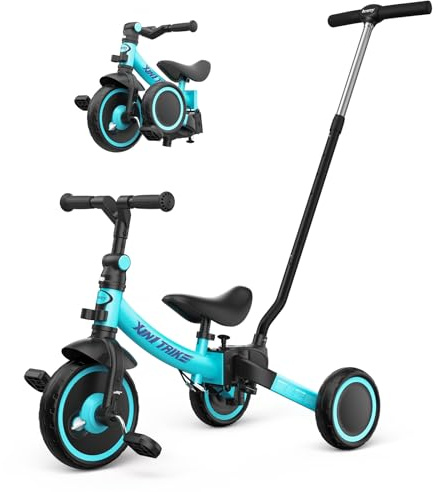 besrey Triciclo per Bambini 5 in 1 con Maniglione e Ruote Grandi, Verde