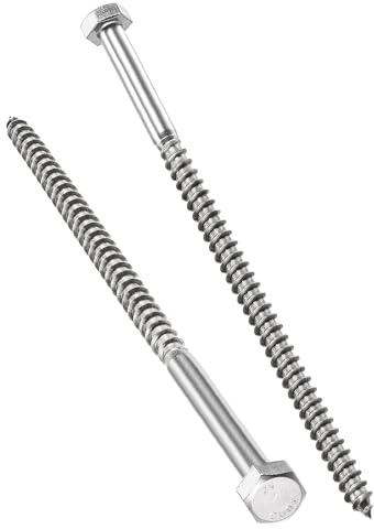 TA-VIGOR 5Pcs Coach Screws, M8 x 150mm Hex Head Lag Bolts, 304 Stainless Steel Sleeper Concrete Wood Screw Hexagon Lag Half Thread Self-Tapping Bolts for Outdoor Use in Decking, Fencing