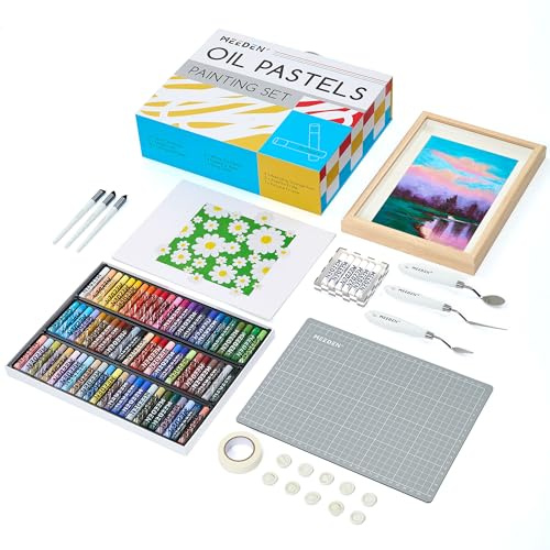 MEEDEN Soft Oil Pastels Set: 102Pcs Oil Pastel Kit with All-in-One Art Tool | Oil Pastel Crayons with 72 Colors & 6 White Pastel, Oil Paper, Palette Knife, Masking Tape, Art Supplies for Artists Adults