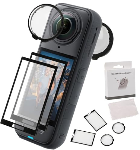 Protector de Vidrio Templado para Insta360 X5, Pack de 2 Protector de pantalla de vidrio templado y lente para Insta 360 X5, Dureza 9H, Anti-Arañazos y Anti-Polvo, Visión Ultra-Clara, Accesorios X5