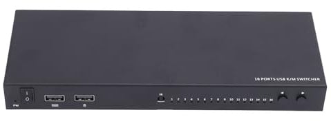 XUMIUZIY USB 2.0 Umschalter, 16 Port USB Tastatur Maus Umschalter mit LAN Anschluss, für Computerserver Unix Debian Fedora OS X Raspbian RPI