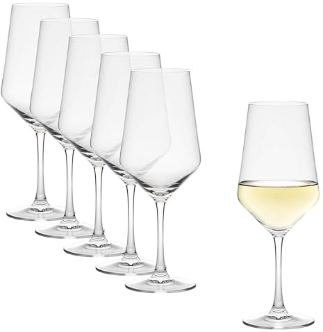 Spetebo Kristall Weißweinglas 6er Set 510 ml kratzfest | Hochwertiges Kristallglas, Spülmaschinenfest, Für Wein, Rotwein und Aperitif, Weinkelch Stielglas