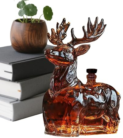 Bouteilles pour alcool | 12 cl design cerf, carafe à décanter à whisky et spiritueux - Cadeau pour hommes et pères pour Noël, anniversaire, pour bourbon vodka brandy vin