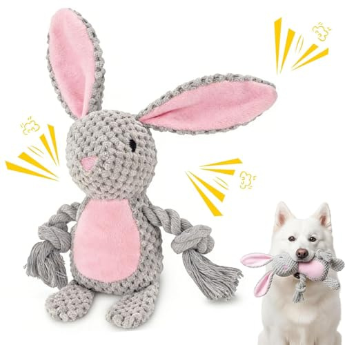 YeahBoom Hundespielzeug,Kuscheltier Tauziehen Plüschhundespielzeug,Hund Quietschspielzeug mit Knitterpapier,Plüsch Quietschend Interaktives Stabiles Spielzeug,für Welpen,Kleine,Mittlere Hunde