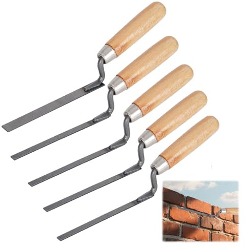 Pointing Trowel, 5 Pcs Stainless Steel Pointing Tool, 6/8/10/12/14mm Finger Trowel, Suitable for Bricklaying, Tile Laying and Masonry Work