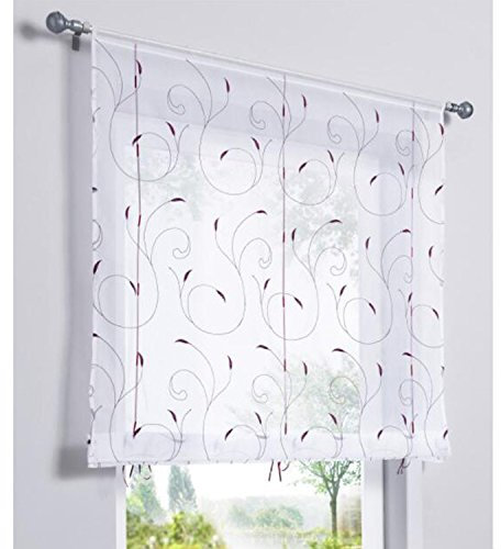 SIMPVALE 1 Pieza Cortina Romano de Bordado Altura Ajustable Cortina de Ventana de Estilo Romana para Dormitorio o Cocina, Púrpura, Ancho 80cm / Altura 120cm
