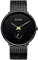 BUREI Herrenuhr Minimalistisch Schlank Schwarzes Zifferblatt Analog Quarz Uhr mit Schwarzem Mesh Armband