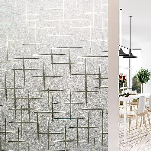 Shackcom Fensterfolie Blickdicht 60x200cm Milchglasfolie Selbsthaftend Sichtschutzfolie Statisch Haftend Anti-UV Milchglas Dekofolie für Schlafzimmer Wohnzimmer-J036