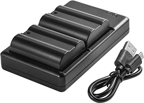 EN-EL15 EL15a EL15b (2-Pack) Batteries de Rechange Rechargeables et Chargeur Double Compatible avec poignée de Batterie Nikon MB-D11 D12 D15 D17, Z6, Z7, D7200, D810, D800E, 1 V1 etc