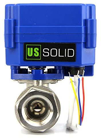 U.S. Solid Motorisierter Kugelhahn 3/4 Zoll, Edelstahl-Kugelhahn mit Vollanschluss, 9-24 V AC/DC und 2-Draht-Auto-Rücklauf-Setup, stromlos offen