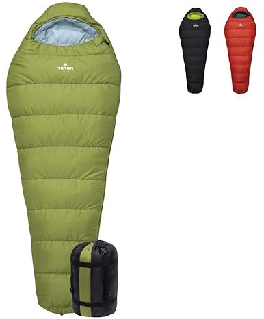 TETON Sports Unisex-Erwachsene LEEF 20F Regular Sleeping Bag (Moss/Sky) Mumienschlafsack, Moos/Himmel