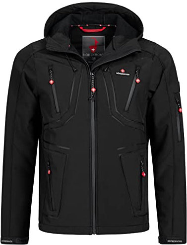 Höhenhorn Schilthorn Veste softshell pour homme - Veste fonctionnelle d'extérieur - Veste de loisirs - Imperméable - Respirante - Coupe-vent, Midnight Black, 3XL