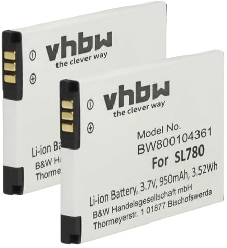 vhbw 2X Akku kompatibel mit Unify OpenStage SL6 | SL400, SL450 schnurlos Festnetz Telefon (950 mAh, 3,7 V, Li-Ion)